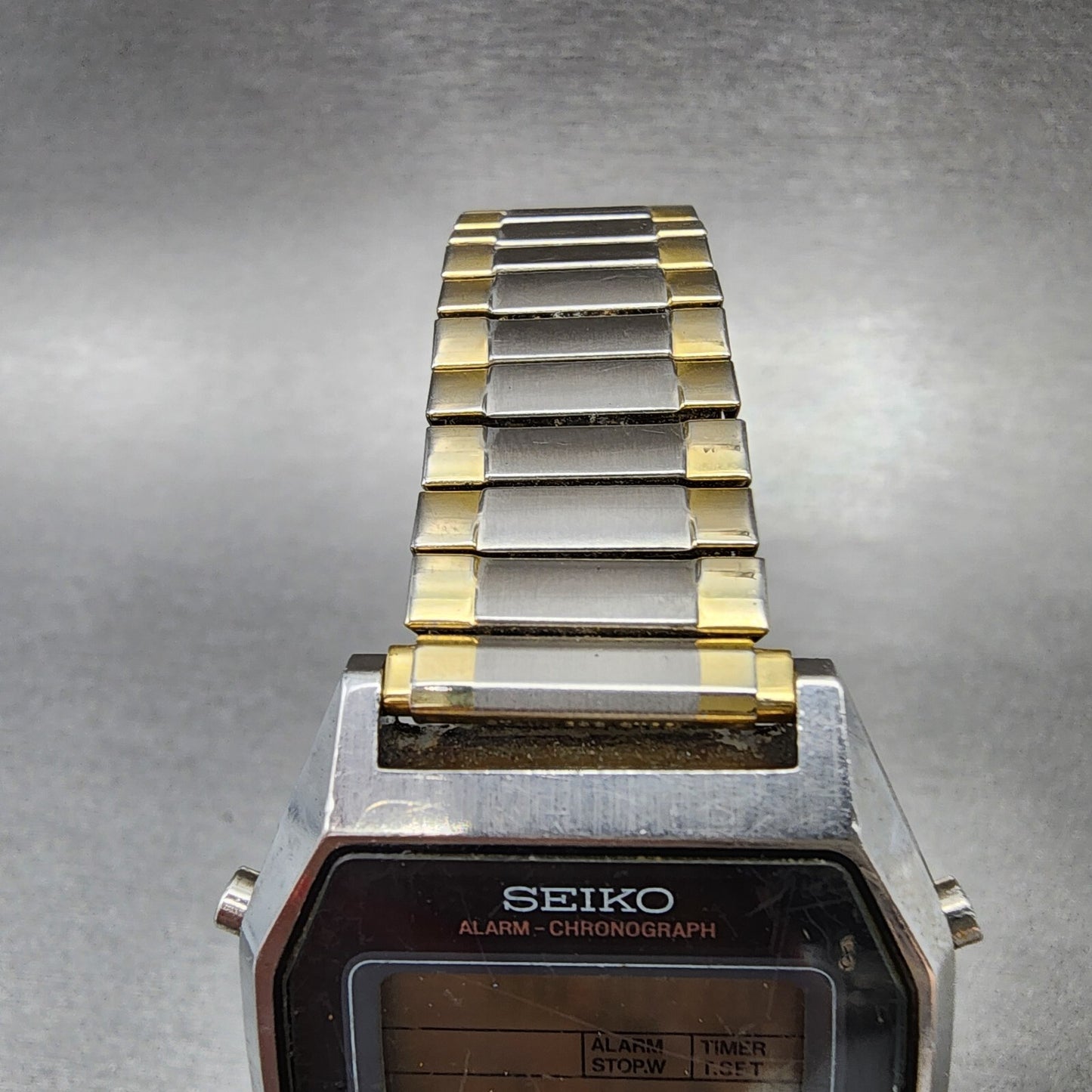 Seiko Digital Watch Men 34mm Black Dial Two Tone A939-5009 New Battery