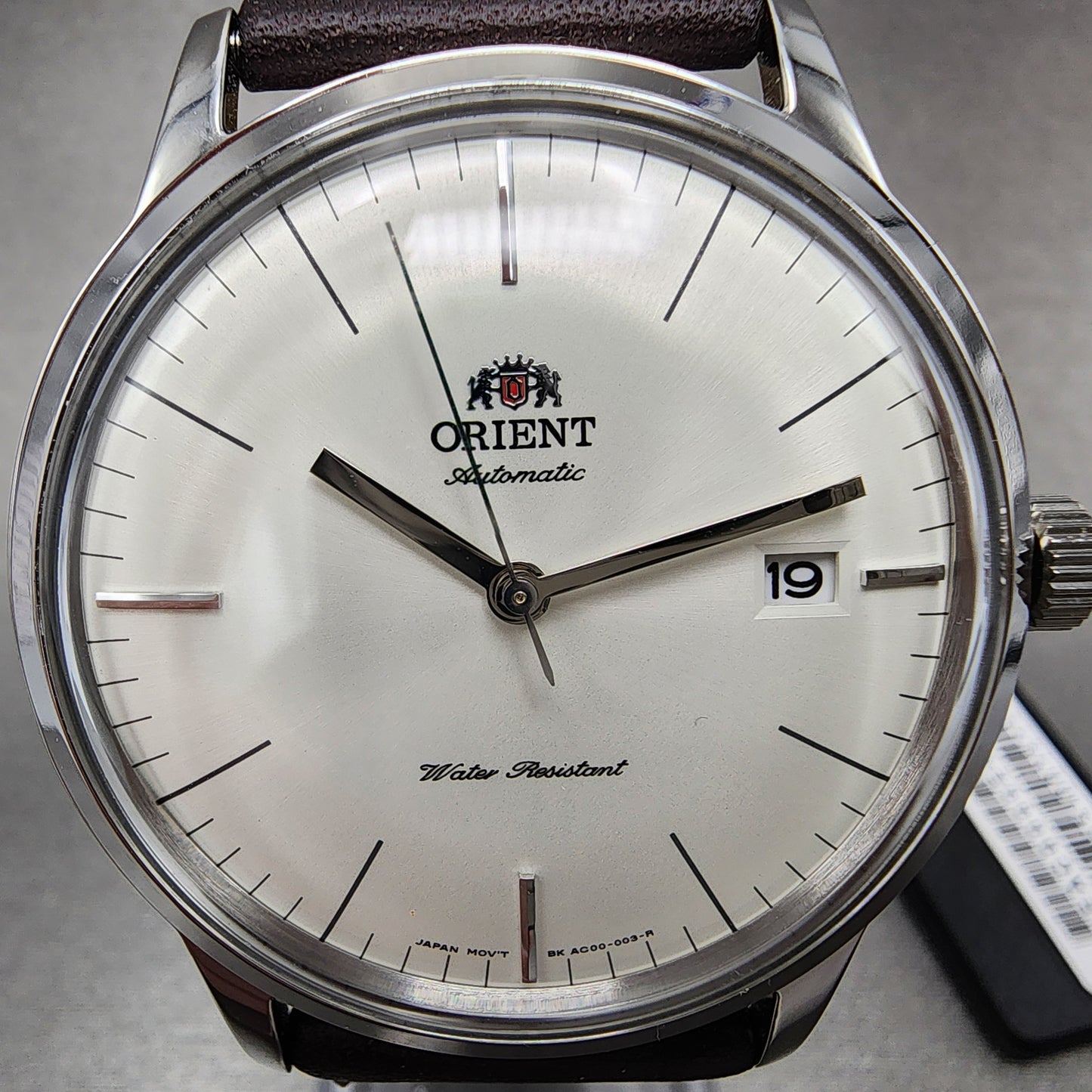 Orient Bambino V3 Watch Men White Dial 41mm Automatic Date Leather Band Round