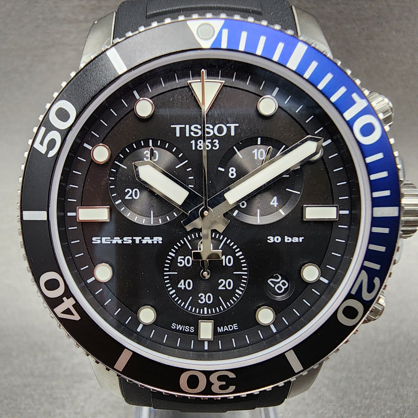 Tissot Seastar 1000 Chronograph Watch Men Black Dial Black & Blue Bezel T120.417.17.051.02