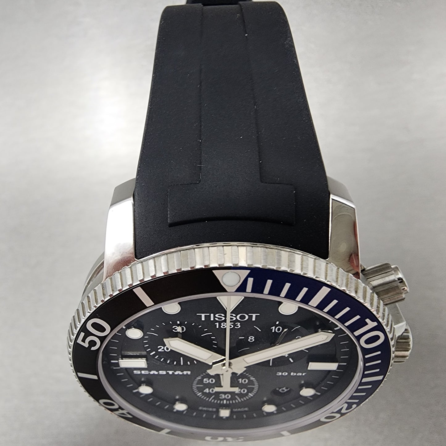 Tissot Seastar 1000 Chronograph Watch Men Black Dial Black & Blue Bezel T120.417.17.051.02