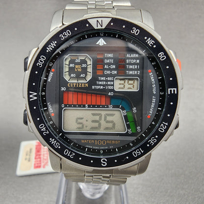Citizen Windsurfer Watch Men 39mm Digital Stainless Steel D060-086953 Vintage