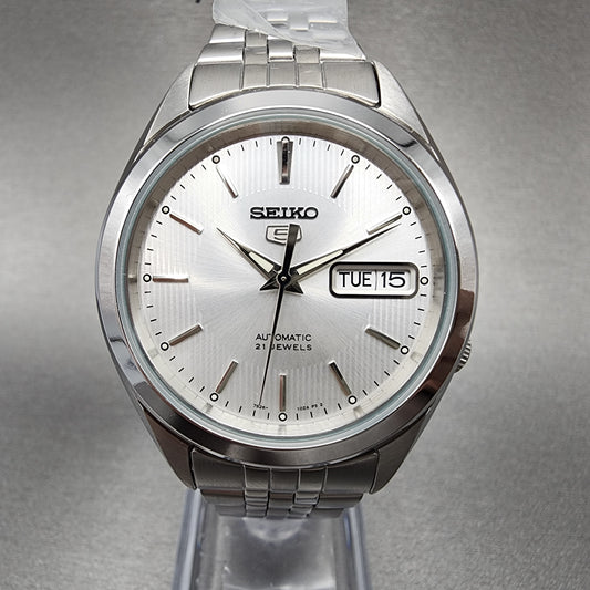 Seiko 5 SNKL15K1 Watch Men 37.5mm White Dial Stainless Steel Daydate Automatic