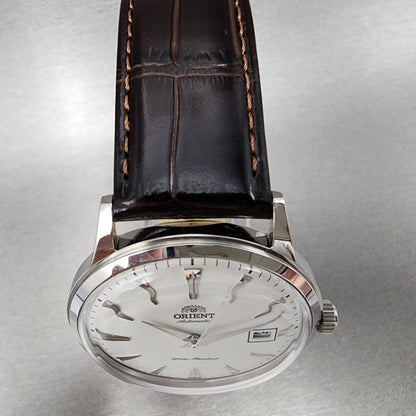 Orient Bambino Gen 2 V1 Watch Men White Dial 41mm Automatic Date Leather Band Round