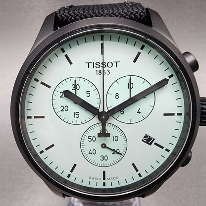 Tissot Chrono XL Watch Men 45mm Mint Green Dial Black PVD Case Date T116.617.37.091.00