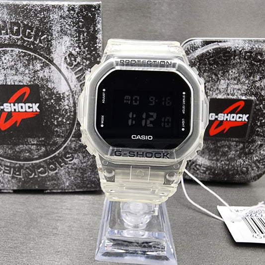 Casio G-Shock DW-5600SKE Watch Men Digital Clear 44mm LCD Alarm Chrono Timer Skeleton