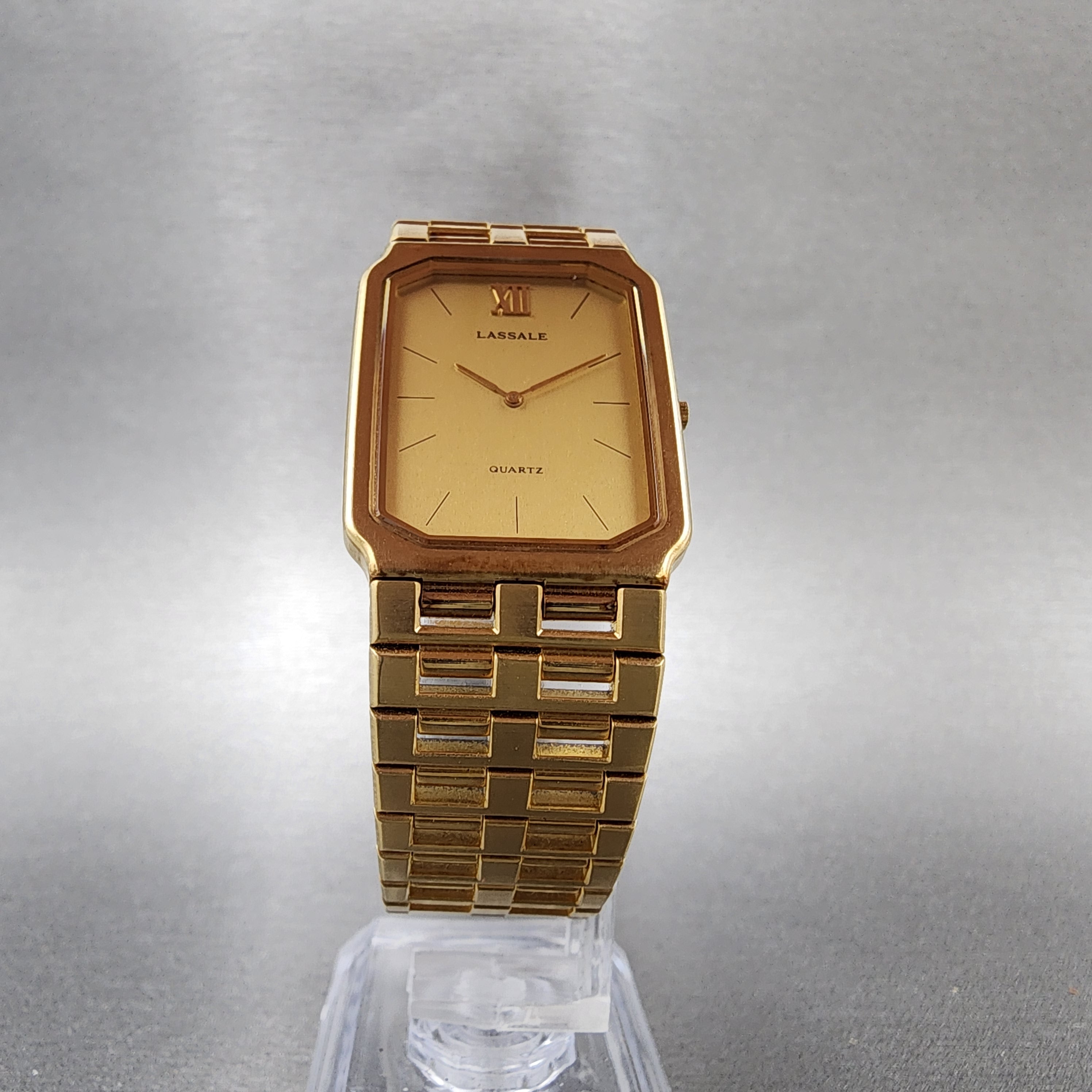 Mens Seiko Lassale Rectangle Quartz gold tone buy watch