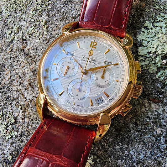 Concord Impresario Triple Calendar Chronograph Watch Men 38mm 18K Gold