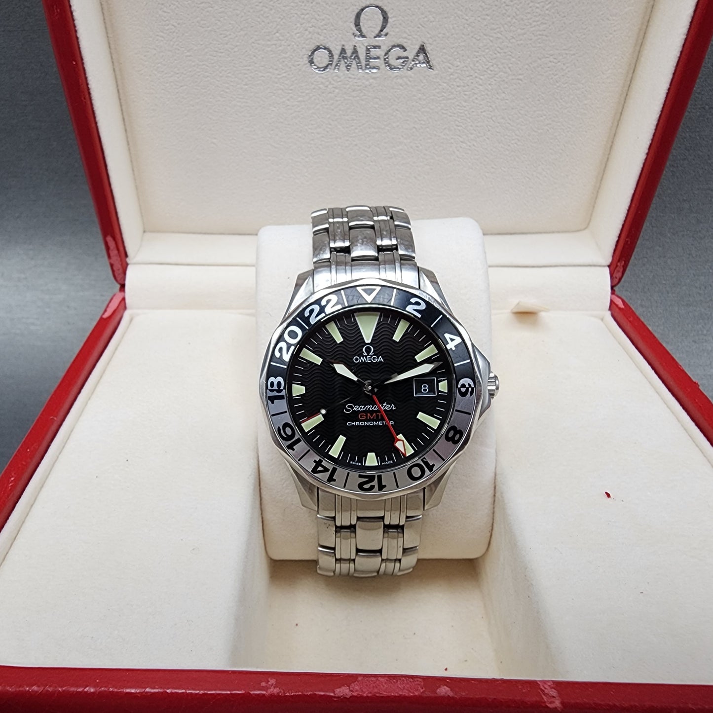 Omega Seamaster GMT Watch Men 41mm Black Dial Stainless Steel Date 2534.50 Full Set