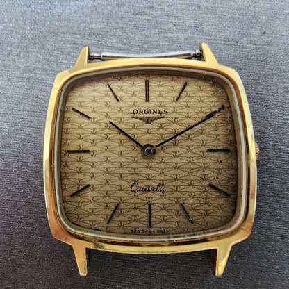 Longines Tank Watch Men 30mm Gold Dial Gold Tone Rectangle 978 READ!!!! New Batt1
