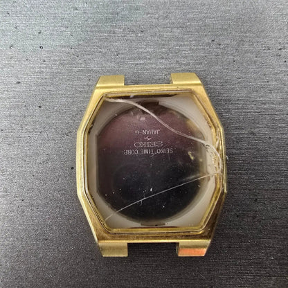 Seiko Watch Case Gold Tone Rectangle 7123-5239 31mm Vintage0