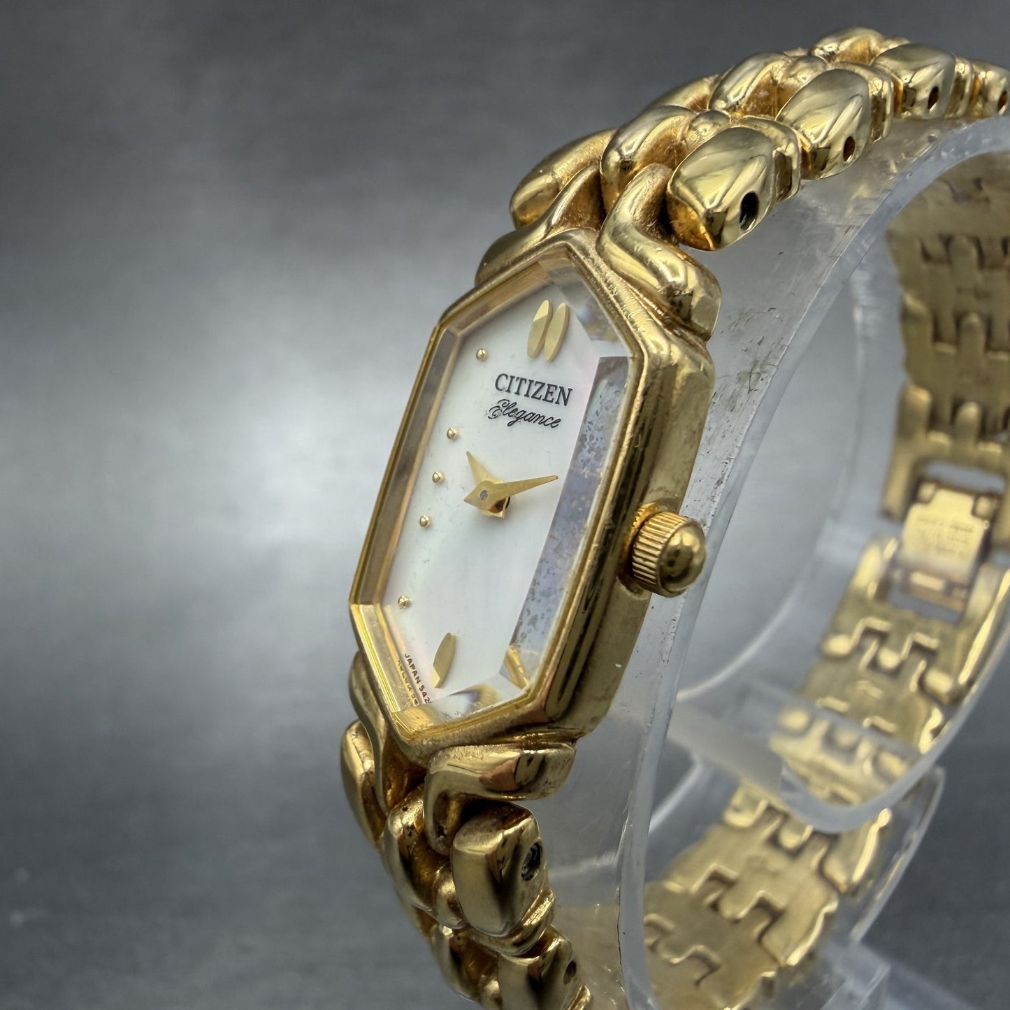 Citizen Watch Women 13mm MOP Dial Gold Tone Hexagon 5421-H07537 New Battery ABC2