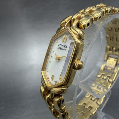Citizen Watch Women 13mm MOP Dial Gold Tone Hexagon 5421-H07537 New Battery ABC2