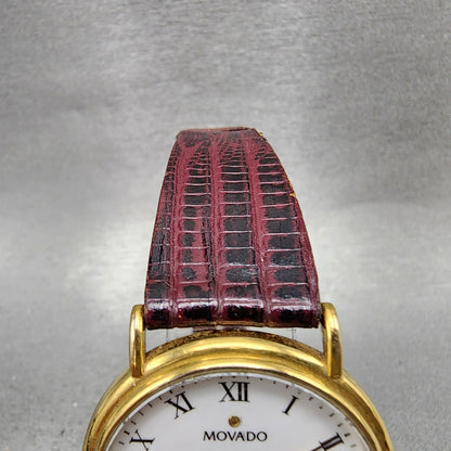Movado Watch Men 34mm White Dial Gold Tone Date Round 87A40887 New Battery5