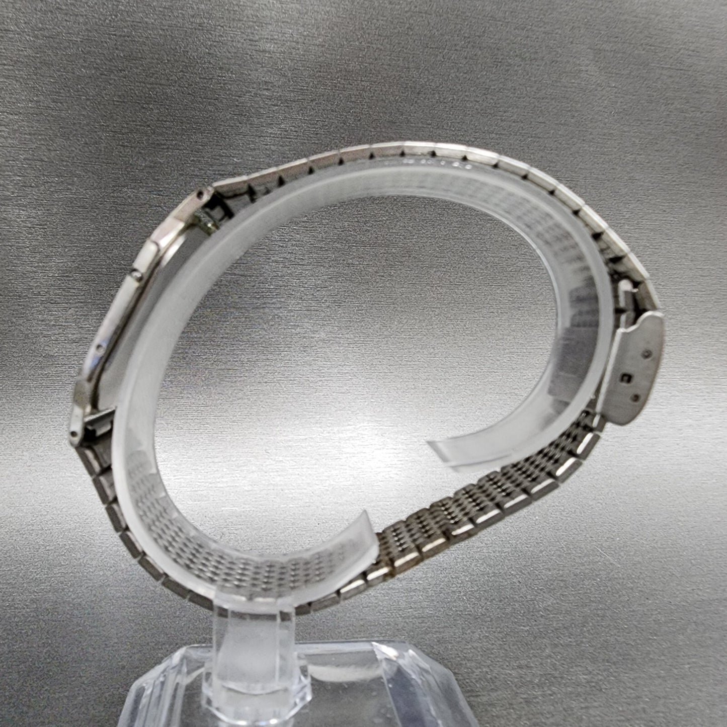 Seiko Digital Watch Men 29mm LCD Silver Tone Octagon F4414010 Thin PARTS7