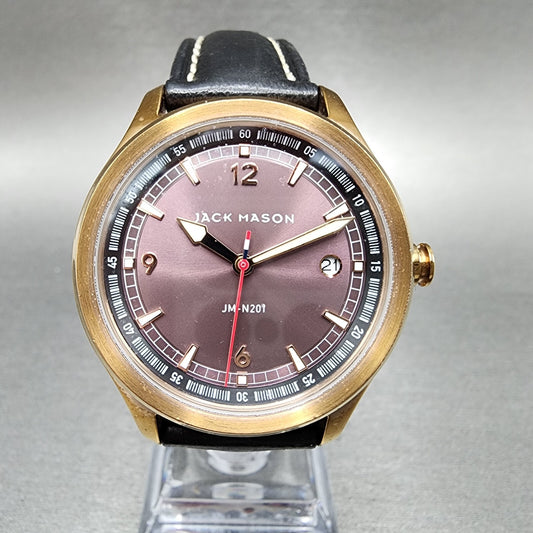 Jack Mason JMN201 Watch Women 36mm Purple Dial Rose Gold Tone Date Round NewBat0