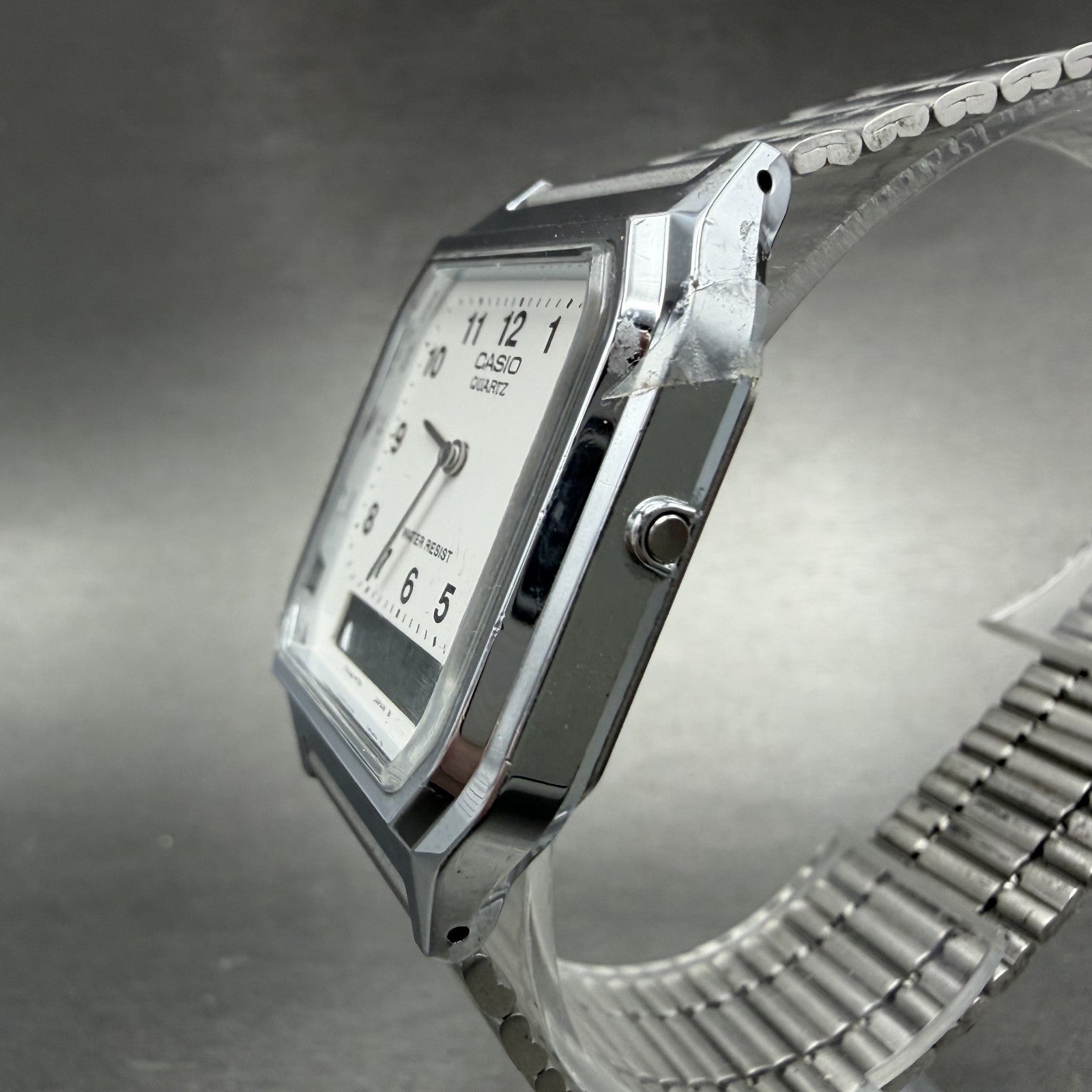 Casio AQ-230 Watch Men 30mm White Dial Silver Tone Alarm Chrono New Battery ABC2