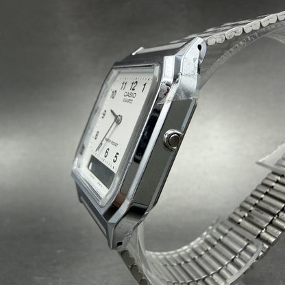 Casio AQ-230 Watch Men 30mm White Dial Silver Tone Alarm Chrono New Battery ABC2