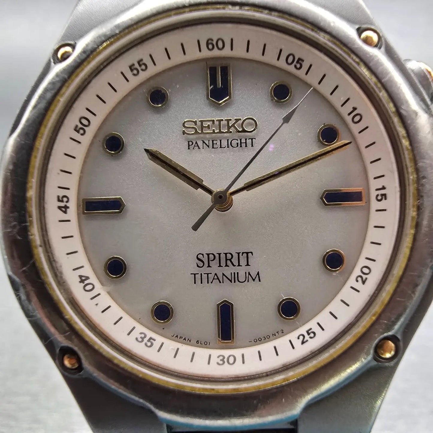 Seiko Spirit Watch Men 37mm White Dial Titanium Backlight 6L01-0020 New Battery1
