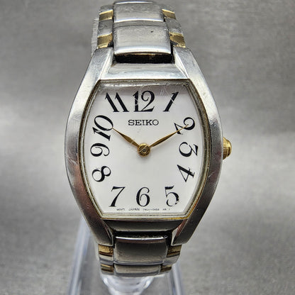 Seiko Watch Women 23mm White Dial Two Tone Tourneau 7N000AG0 New Battery0
