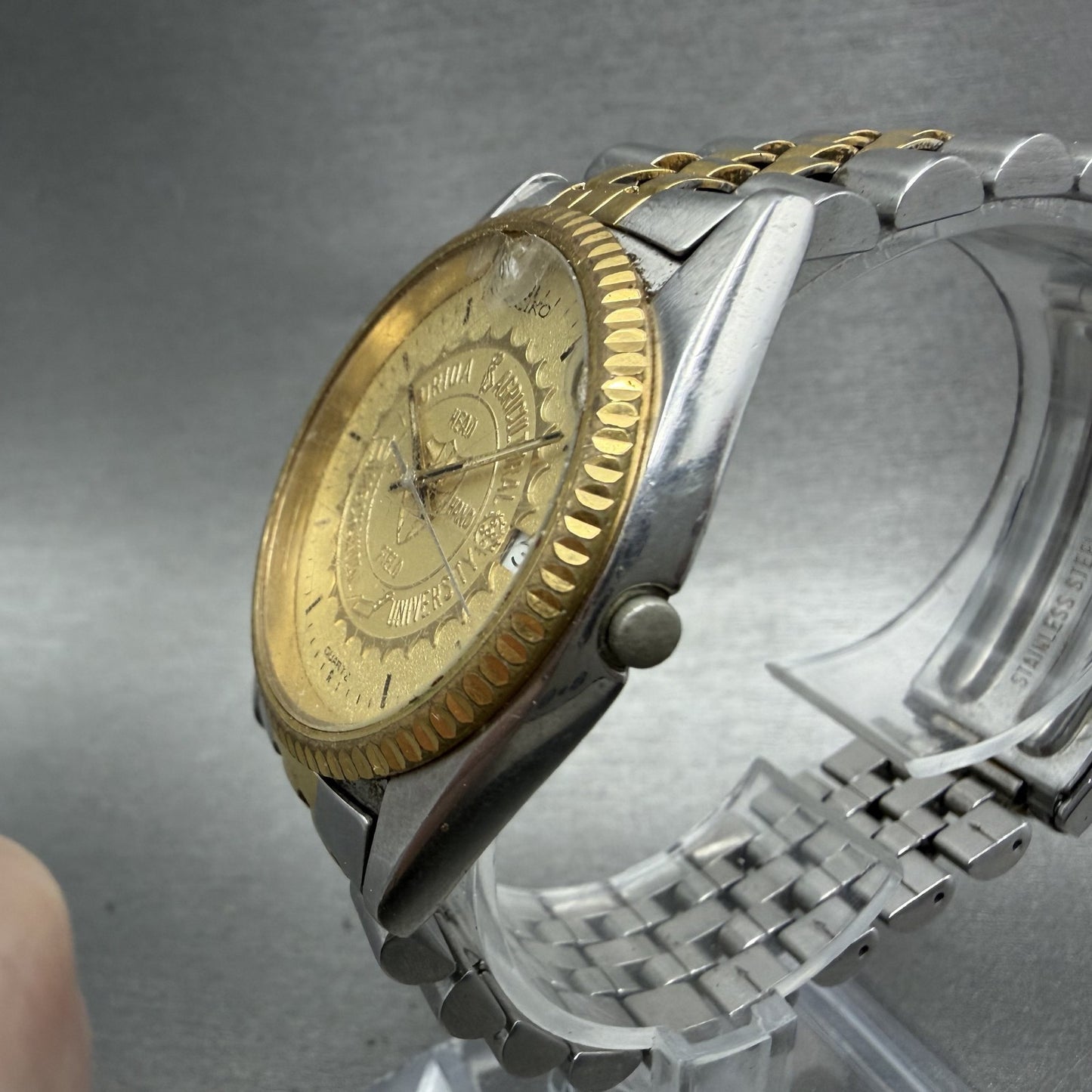 Seiko President Watch Men 36mm Champagne Dial Two Tone FAMU Round New Battery2