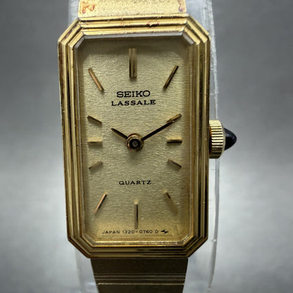 Seiko Lassale Watch Women 13mm Gold Dial Gold Tone Octagon 1320-5609 New Battery1