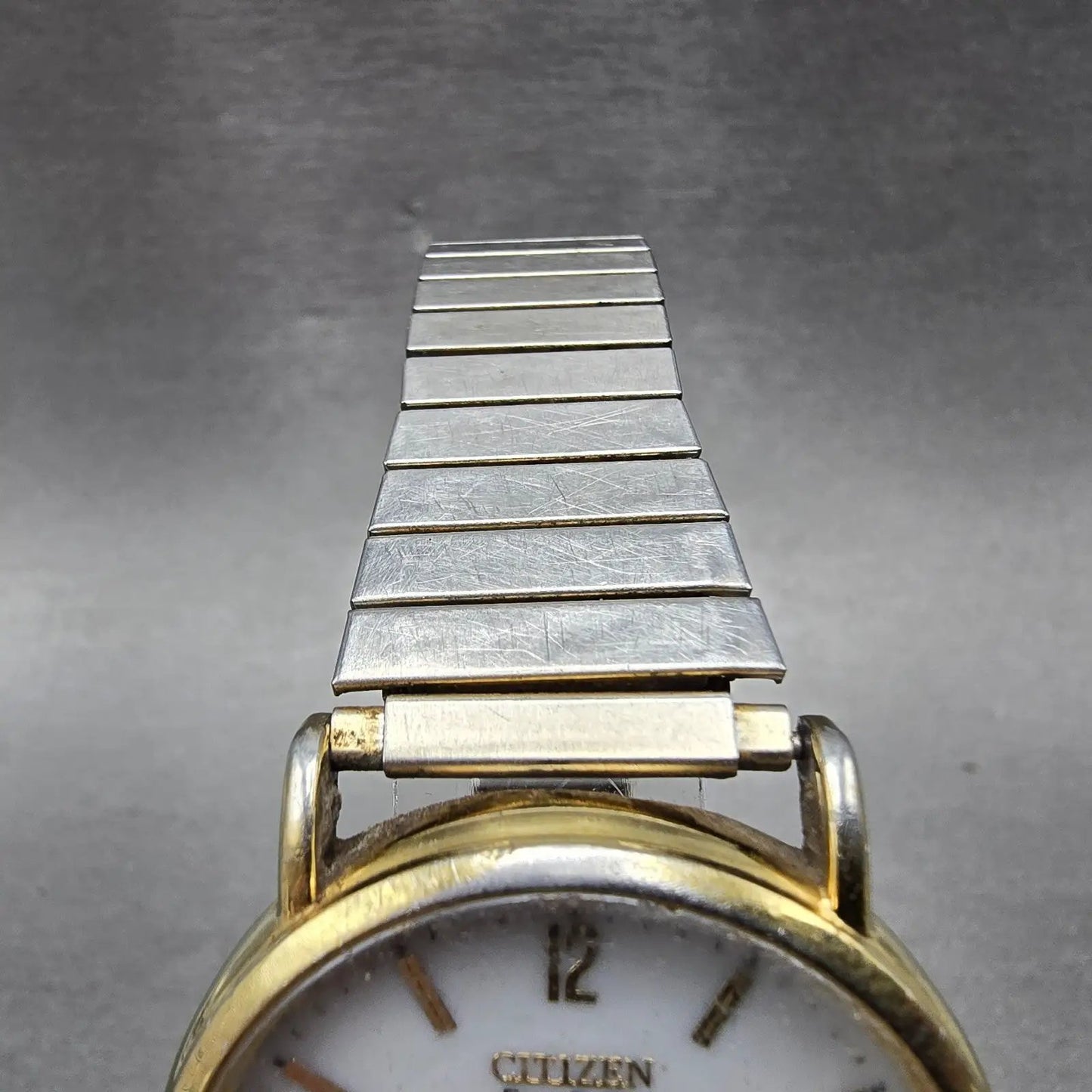 Citizen Eco-Drive Watch Men 36mm White Dial Gold Tone Daydate E101-S015588 Runs4