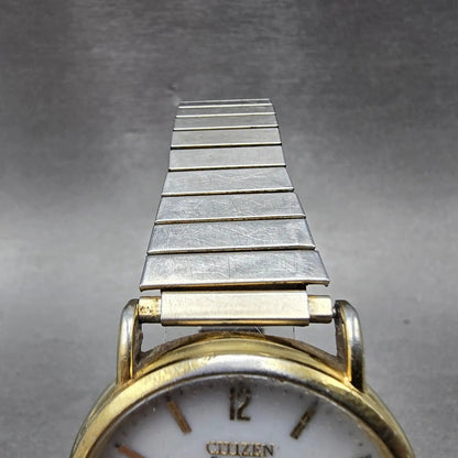 Citizen Eco-Drive Watch Men 36mm White Dial Gold Tone Daydate E101-S015588 Runs4