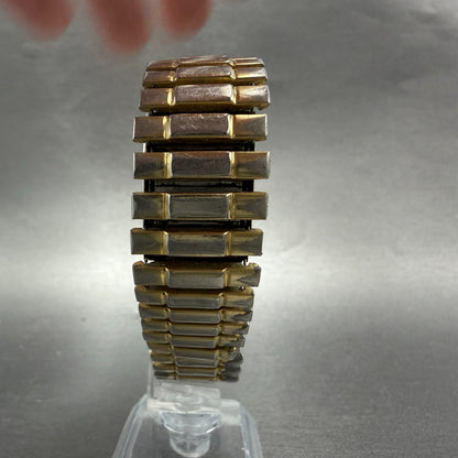Seiko Tank Watch Men 28mm Gold Dial Gold Tone Rectangle 7N33-5028 New Battery 767