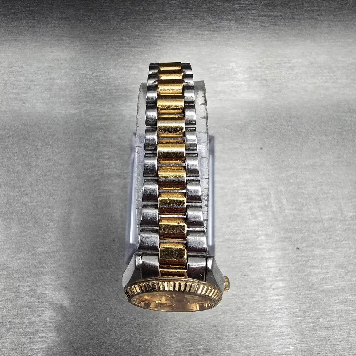 Seiko Watch Women 24mm Gold Dial Two Tone Daydate Round 7N83-0040 New Battery JP4