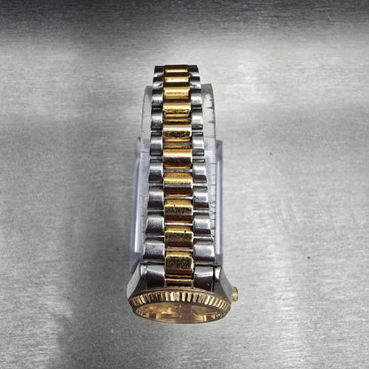Seiko Watch Women 24mm Gold Dial Two Tone Daydate Round 7N83-0040 New Battery JP4