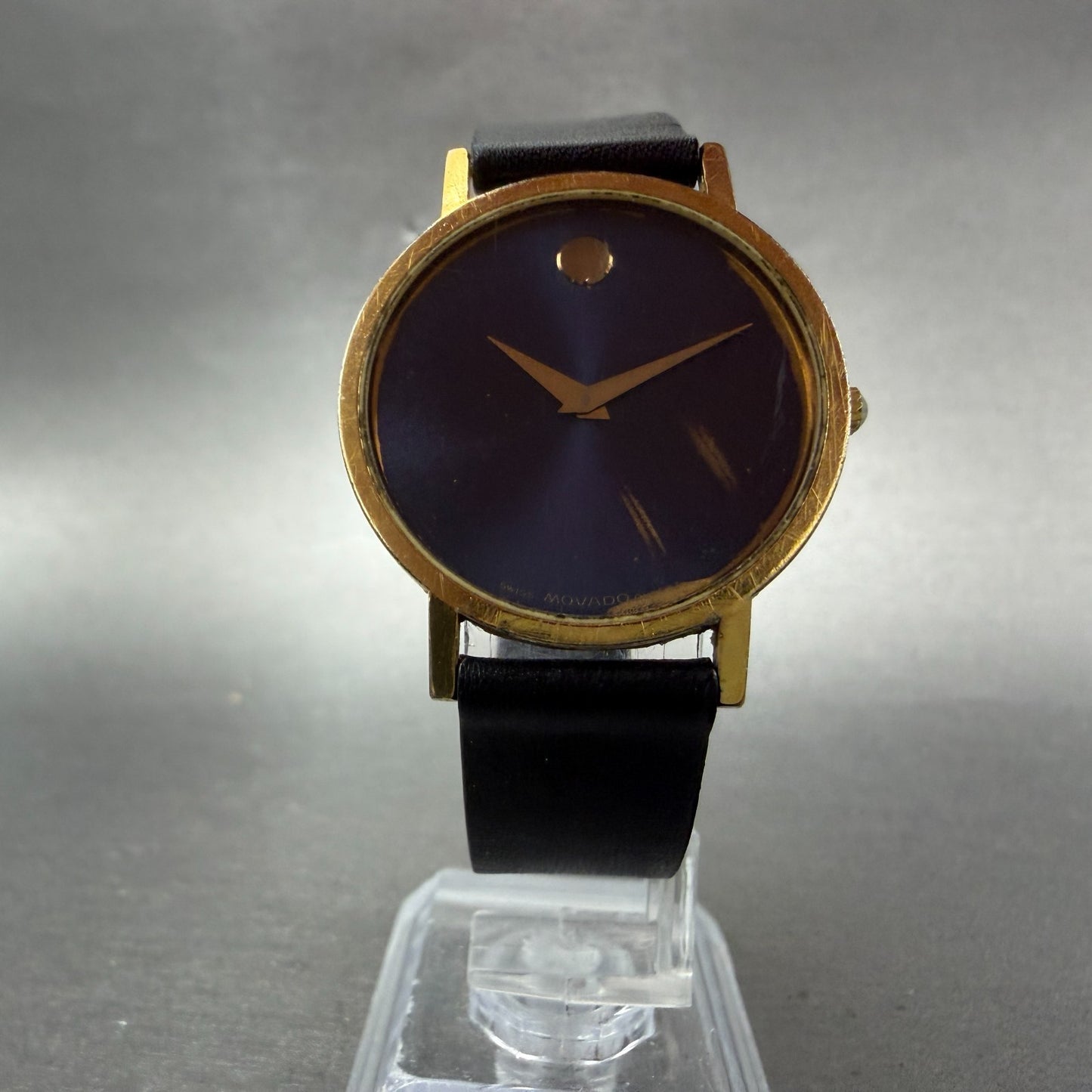 Movado Museum Watch Men 31mm Blue Dial Gold Tone Round 87-33-882 New Battery5