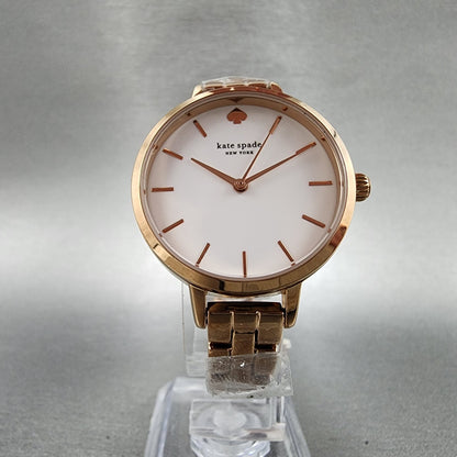 Kate Spade Metro Watch Women 30mm White Dial Rose Gold Tone Round New Battery5