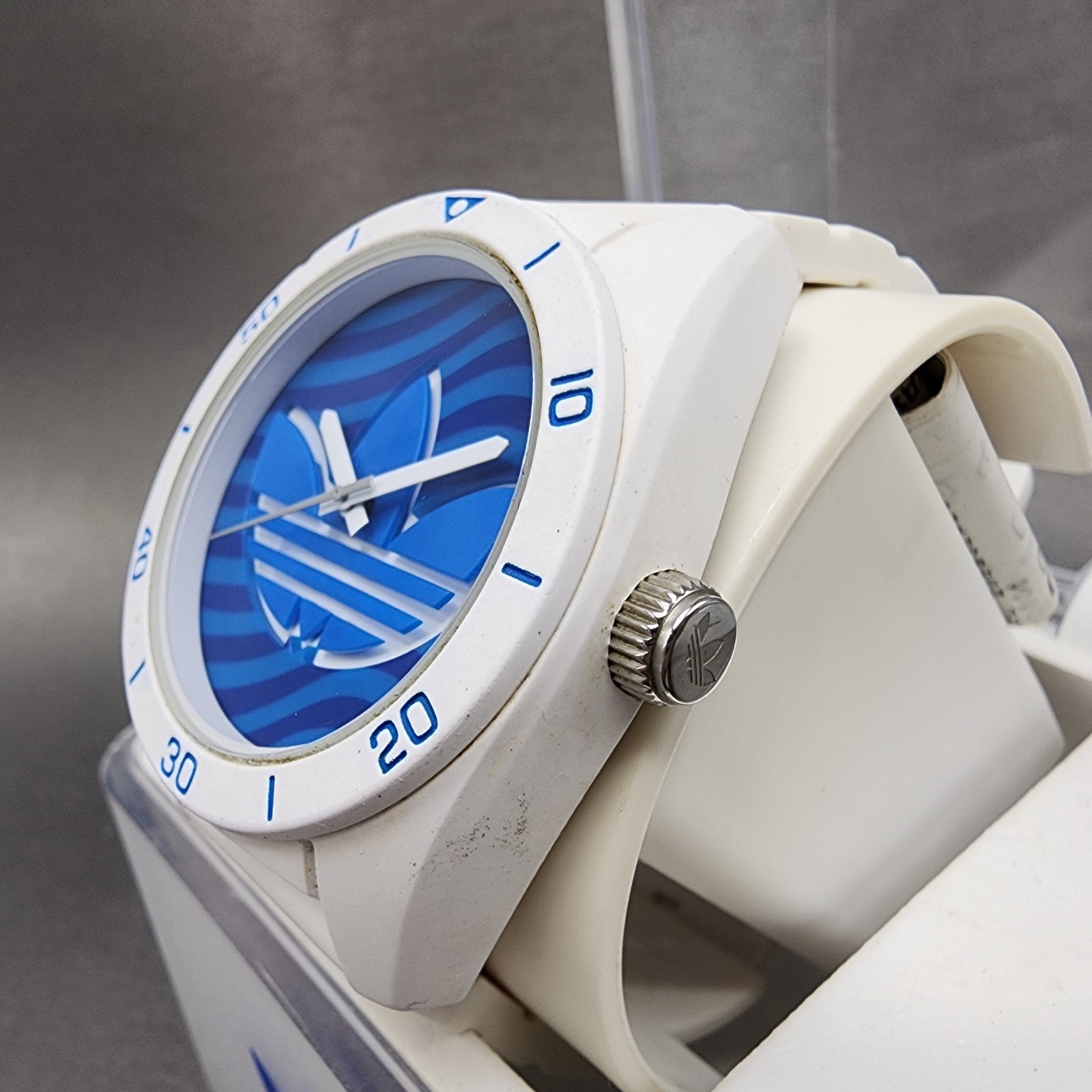 Adidas Santiago Watch Men 42mm Blue Dial White Tone Round ADH3195 New Battery2