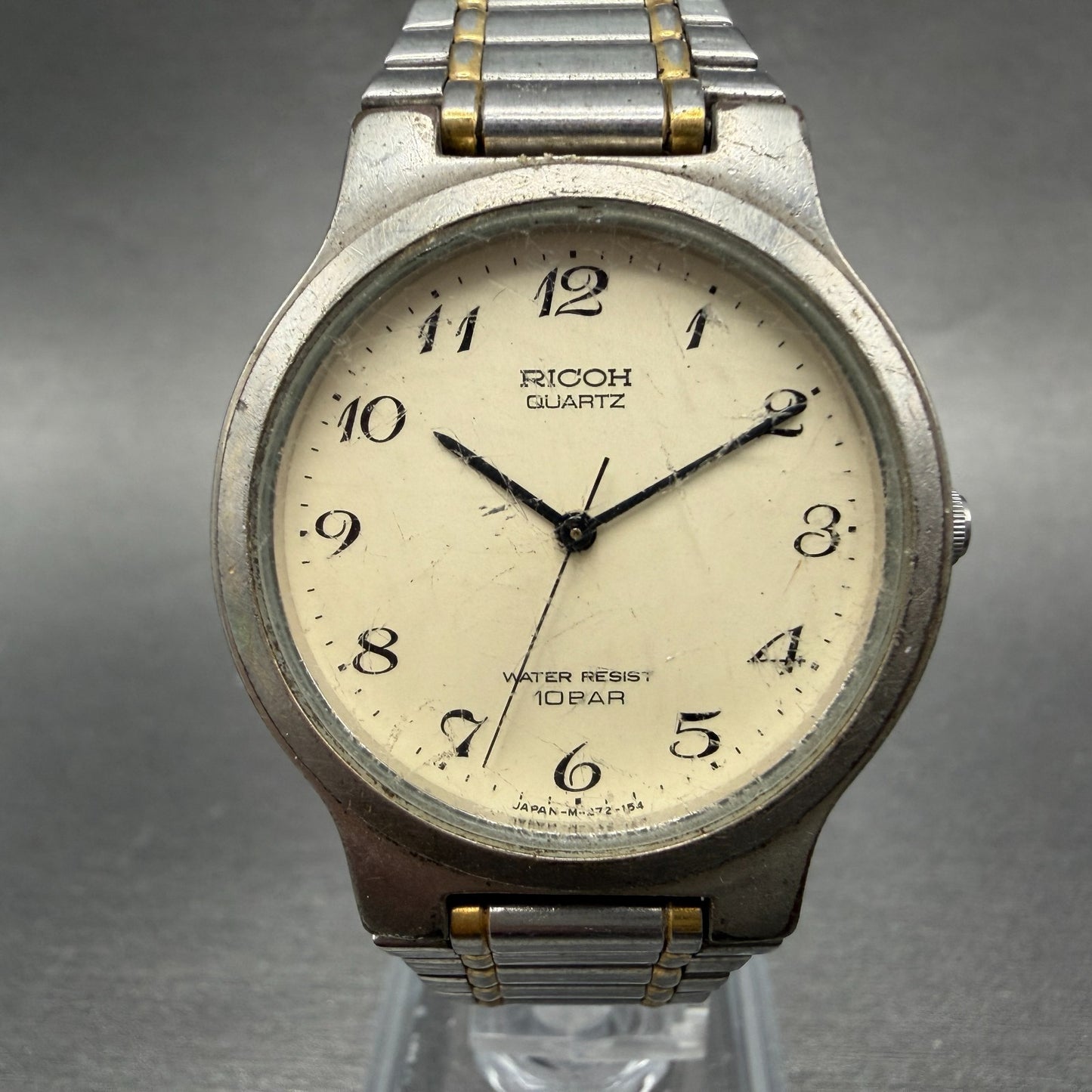 Ricoh Watch Unisex 32mm Cream Dial Two Tone Round 272055 New Battery0