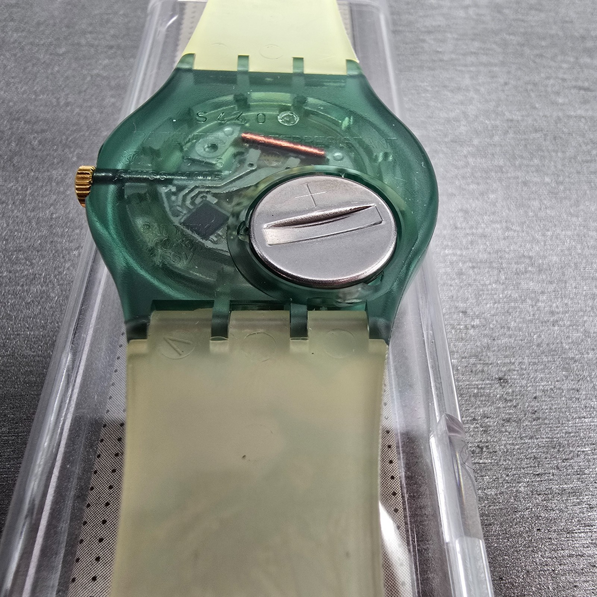 Swatch Sole Mio Watch Men 34mm Blue Dial Green Case GM124 New Battery NOS11