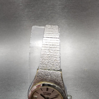 Citizen CQ Watch Women 17mm White Dial Silver Tone Round 3220-891244 New Batt