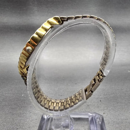 Seiko Watch Women 14mm Gold Dial Gold Tone Asymmetrical 1F20-5D59 New Battery6