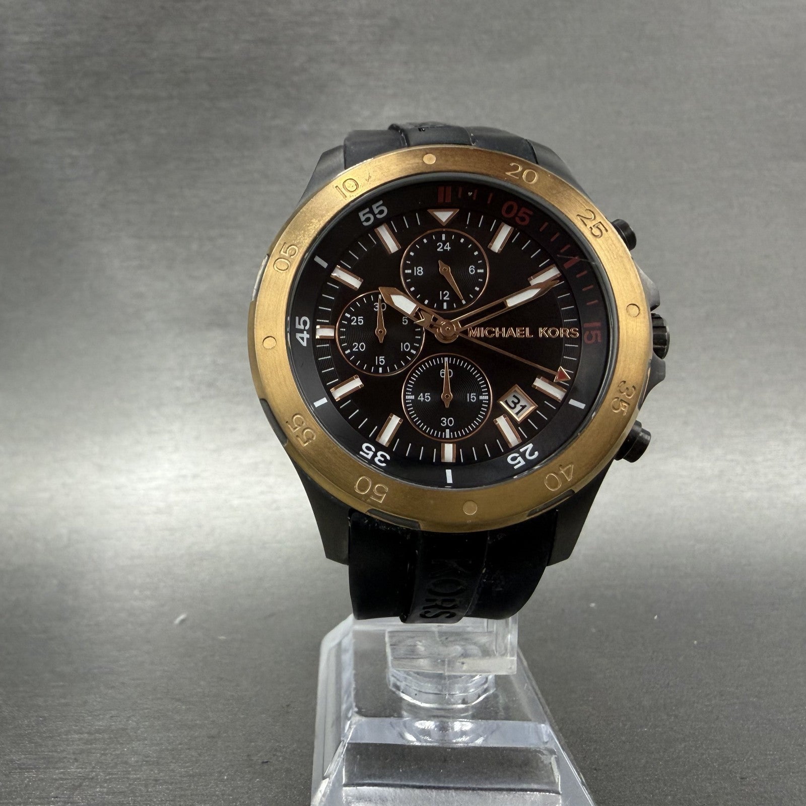 Michael Kors Walsh Chronograph Watch Men 44mm Black Dial Black Tone Date MK85686