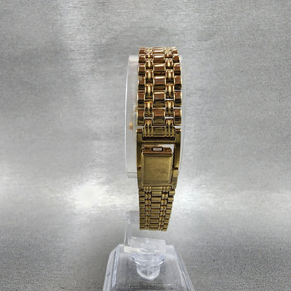 Seiko Tank Watch Women 18mm Champagne Dial Gold Tone Rectangle V4015129 New Bat7