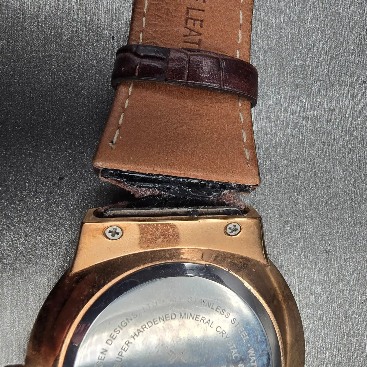 Skagen Watch Men 38mm Brown Dial Rose Gold Daydate Round 331XLRLD New Batt READ11