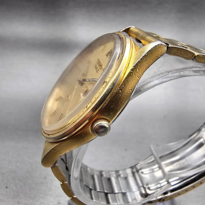Seiko SQ Watch Men 35mm Gold Dial Gold Tone Daydate Round 5Y23-8029 New Battery2