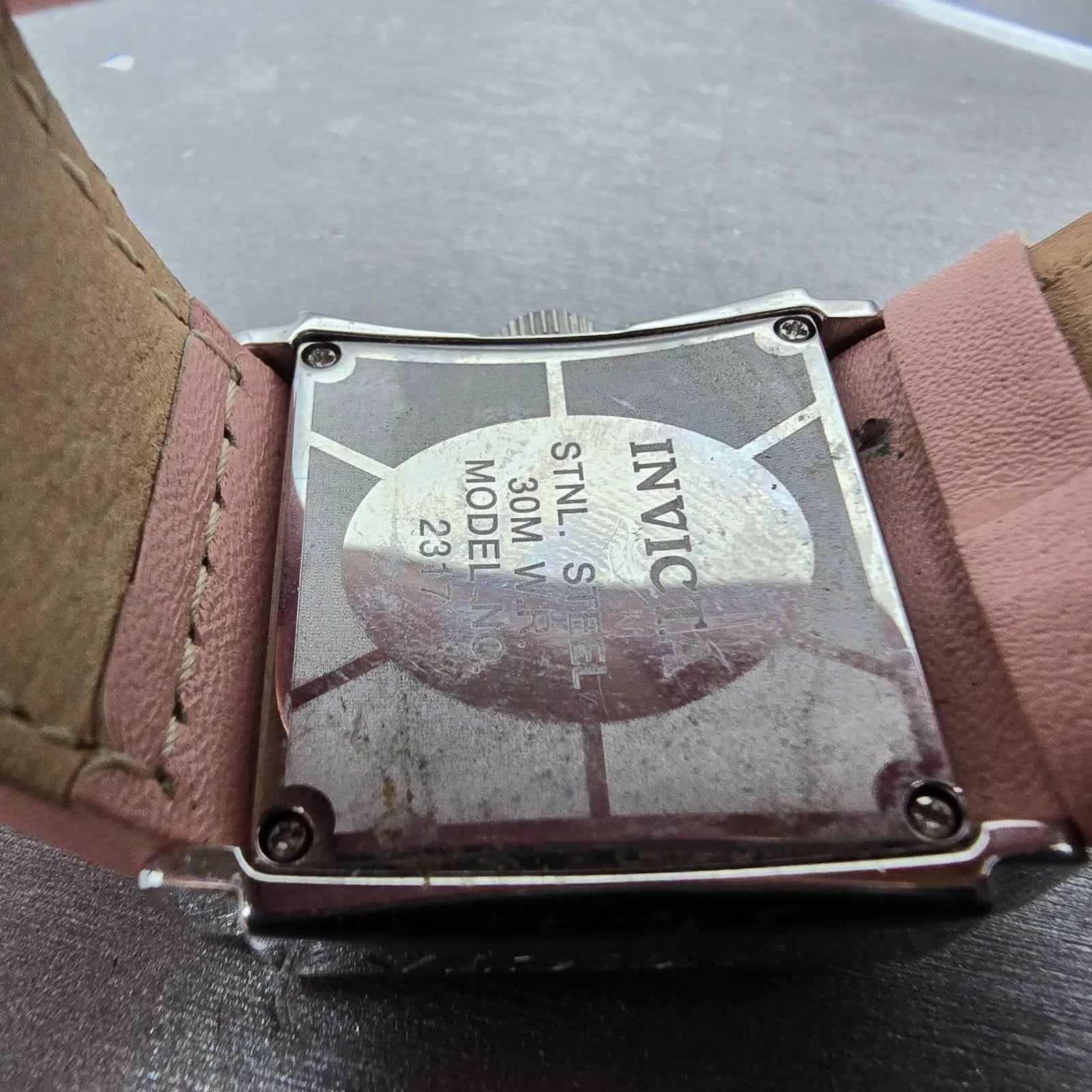 Invicta Watch Women 30mm Pink Dial Silver Tone Square Date 2317 New Battery9