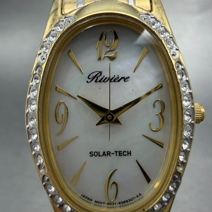 Citizen Riviere Solar Watch Women 23mm MOP Dial Two Tone Oval E031-S033063 Runs1