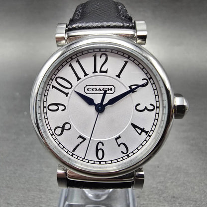 Coach Madison Watch Women 32mm White Dial Silver Date Round Leather New Batt0