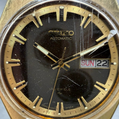 Seiko Automatic Watch Men 38mm Brown Dial Two Tone Daydate 7009-8079 Runs VTG1
