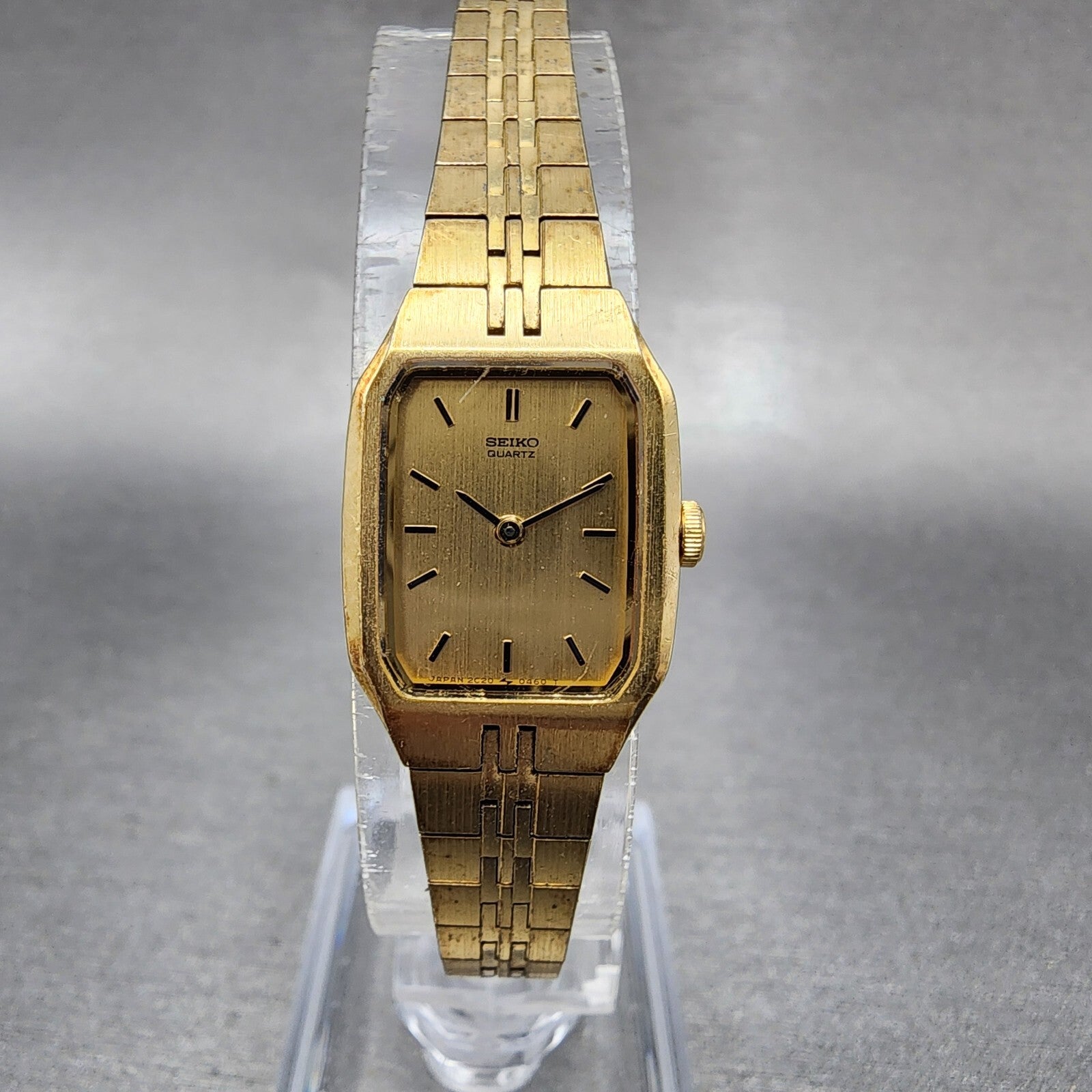 Seiko Watch Women 16mm Gold Dial Gold Tone Octagon 2C205209 New battery0