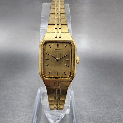 Seiko Watch Women 16mm Gold Dial Gold Tone Octagon 2C205209 New battery0