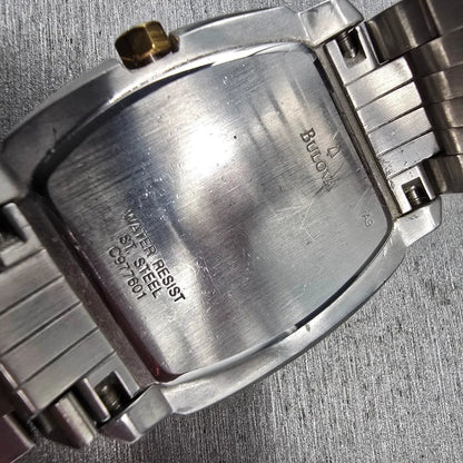 Bulova Tank Watch Men 38mm Silver Dial Two Tone Date Rectangle 98B109 New Batt10