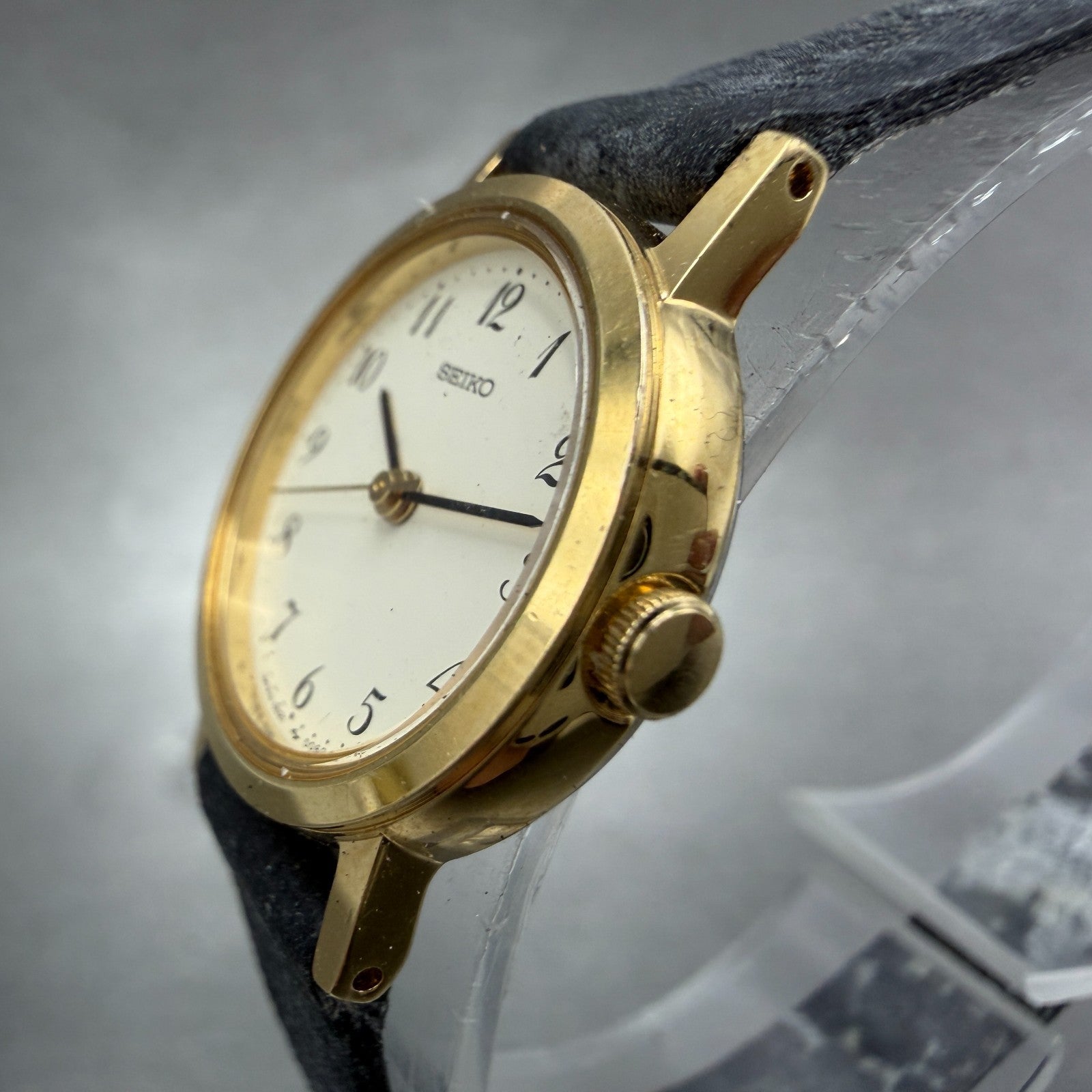 Seiko Watch Women 21mm Cream Dial Gold Tone Round 4N21-0042 New Battery Vintage2