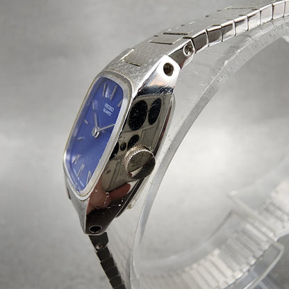 Seiko Watch Women 16mm Blue Dial Silver Tone Rectangle 165009 New Battery2